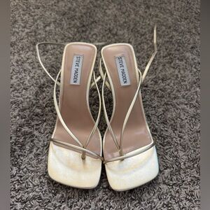 Steve Madden Gold Metallic Square-Toe Strappy Heels
